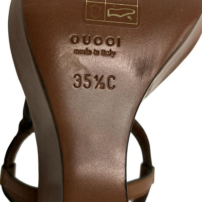 Gucci Sandals C Brown Interlocking G Wedge Sole Leather 35.5 — view 6
