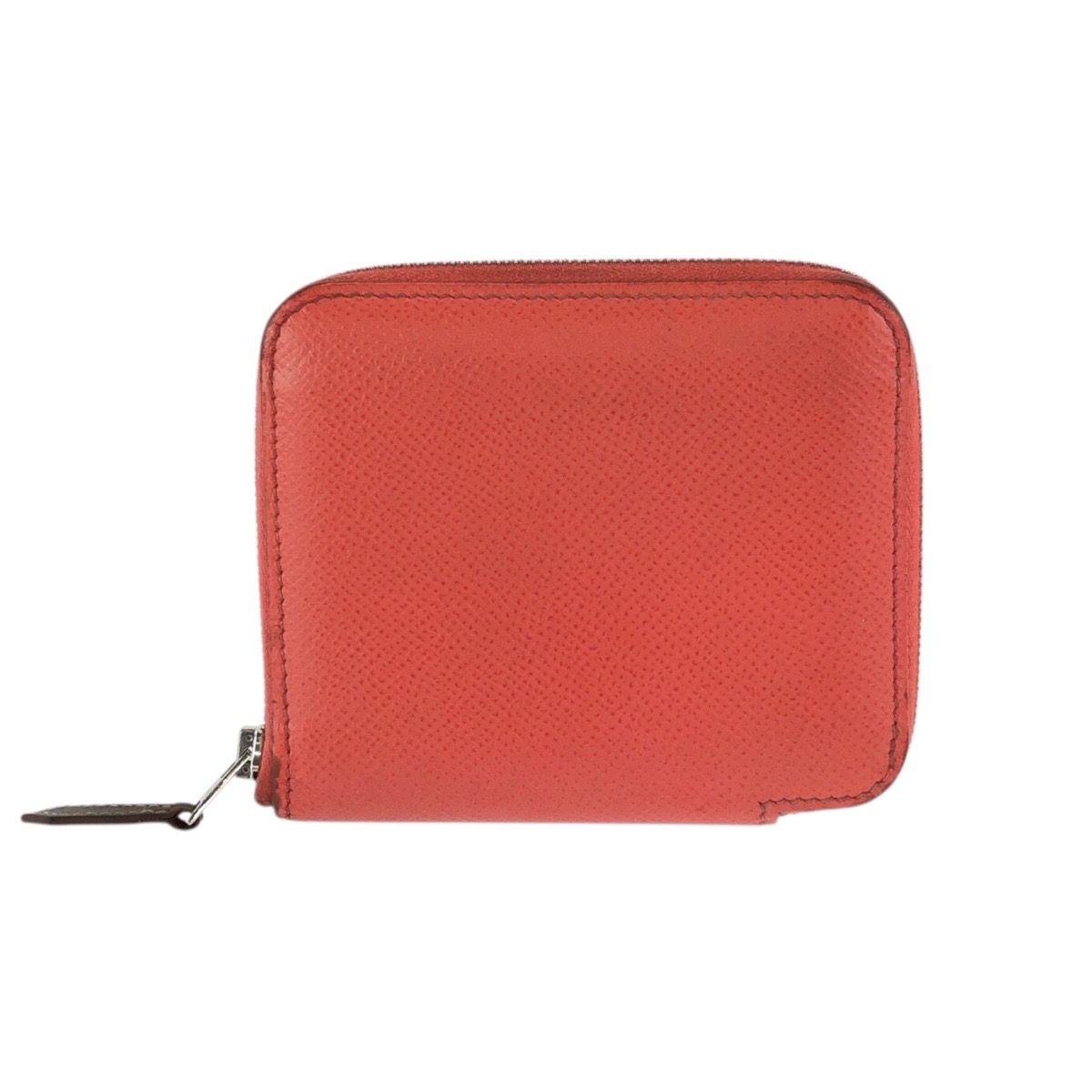 Hermes Azap Compact Silk In Rose Jaipur Orange Veau Coin Purse — view 2