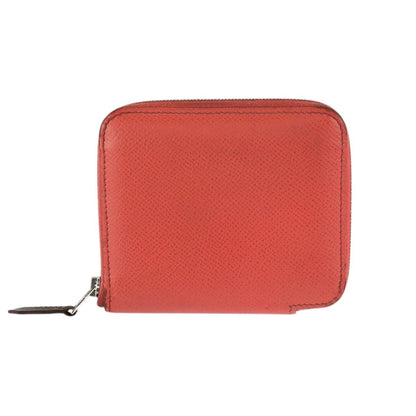 Hermes Azap Compact Silk In Rose Jaipur Orange Veau Coin Purse — view 2