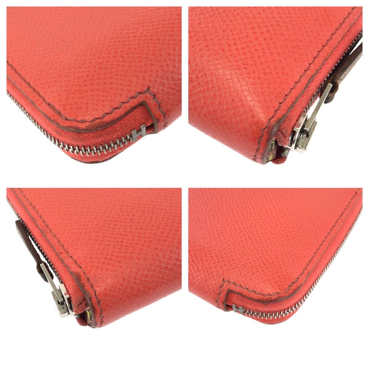 Hermes Azap Compact Silk In Rose Jaipur Orange Veau Coin Purse — view 4