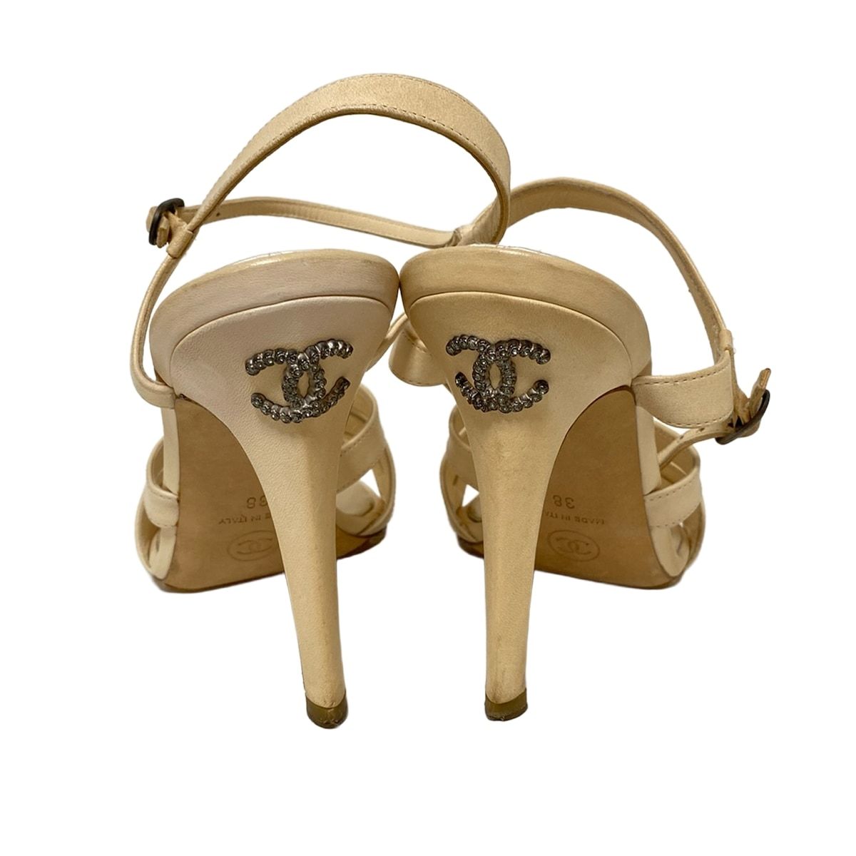 Chanel Sandals Beige CC Logo Leather 38 — view 3