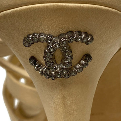 Chanel Sandals Beige CC Logo Leather 38 — view 7