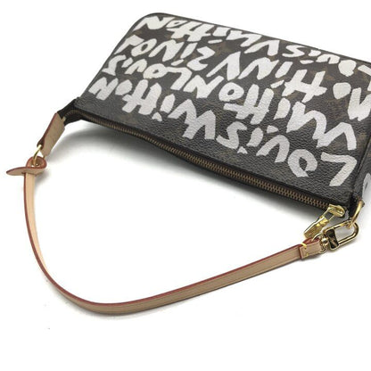 Louis Vuitton Monogram Graffiti Pochette Pouch Hand White Brown — view 7