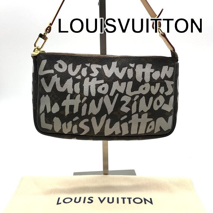 Louis Vuitton Monogram Graffiti Pochette Pouch Hand White Brown