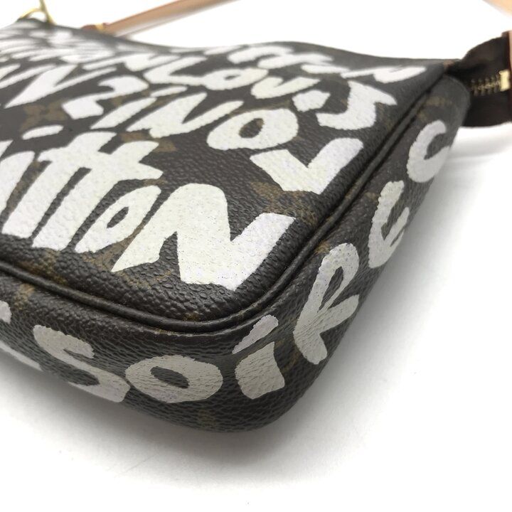 Louis Vuitton Monogram Graffiti Pochette Pouch Hand White Brown — view 5