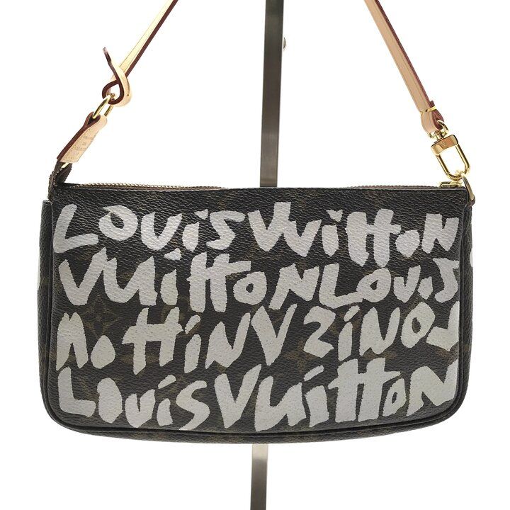 Louis Vuitton Monogram Graffiti Pochette Pouch Hand White Brown — view 2