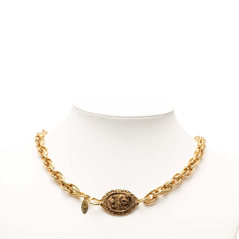 Chanel CC Logo Chain Necklace Gold Plated