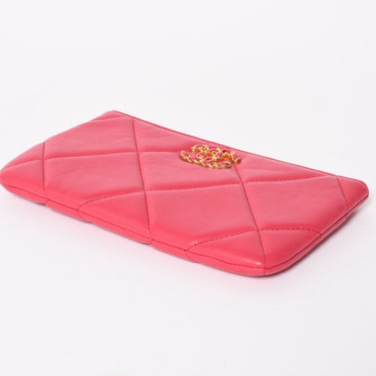 Chanel 19 Dixneuf Pouch CC Logo Lambskin Pink Gold — view 6