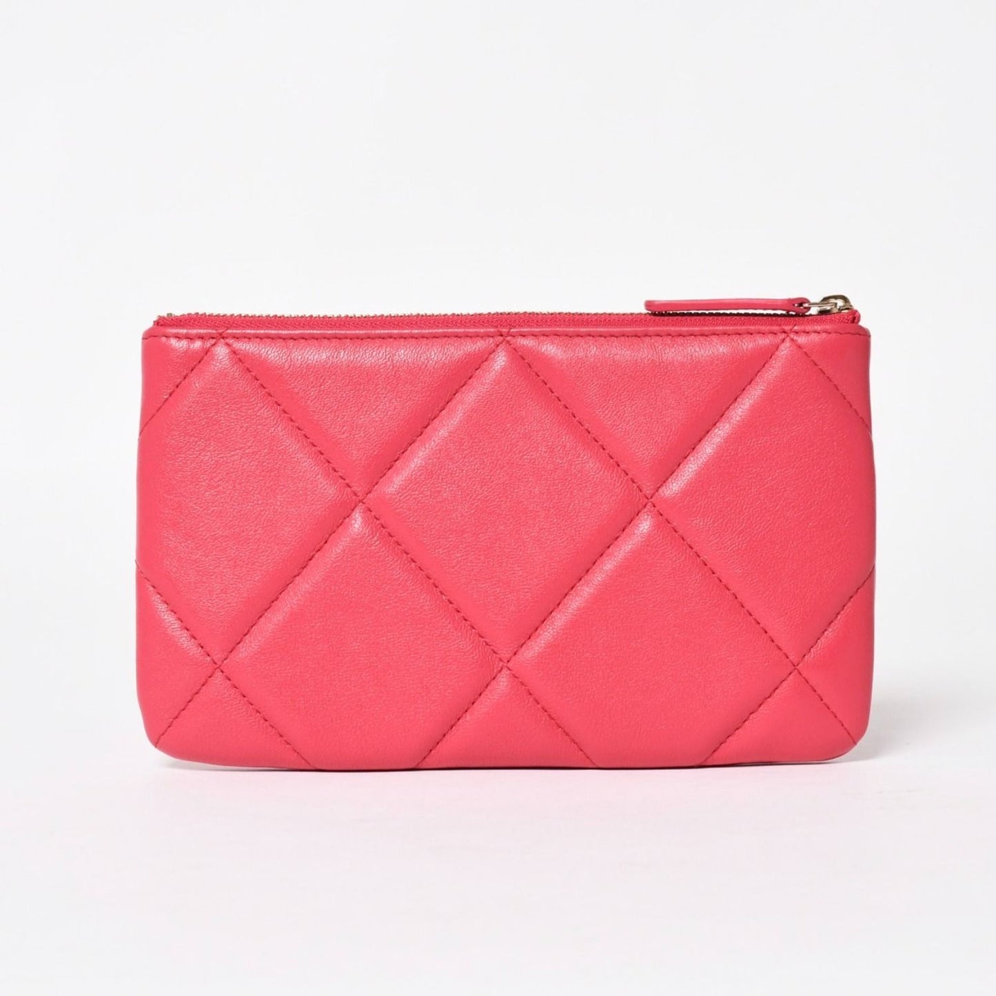 Chanel 19 Dixneuf Pouch CC Logo Lambskin Pink Gold — view 3