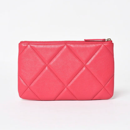 Chanel 19 Dixneuf Pouch CC Logo Lambskin Pink Gold — view 3