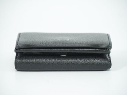 Saint Laurent Logo Trifold Wallet Compact Leather Black — view 3
