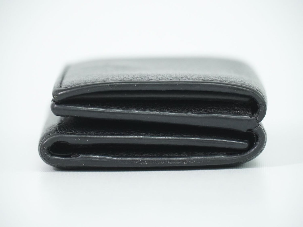 Saint Laurent Logo Trifold Wallet Compact Leather Black — view 4
