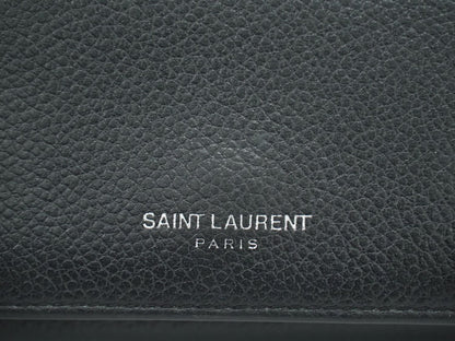 Saint Laurent Logo Trifold Wallet Compact Leather Black — view 7