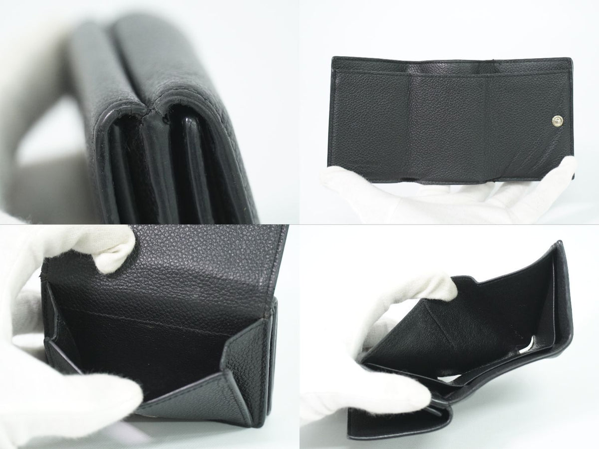 Saint Laurent Logo Trifold Wallet Compact Leather Black — view 8