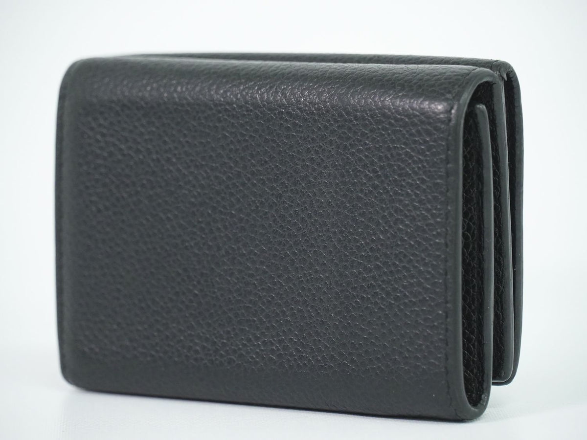 Saint Laurent Logo Trifold Wallet Compact Leather Black — view 2