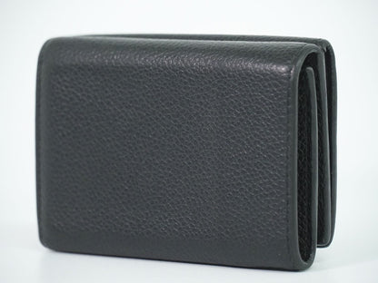 Saint Laurent Logo Trifold Wallet Compact Leather Black — view 2