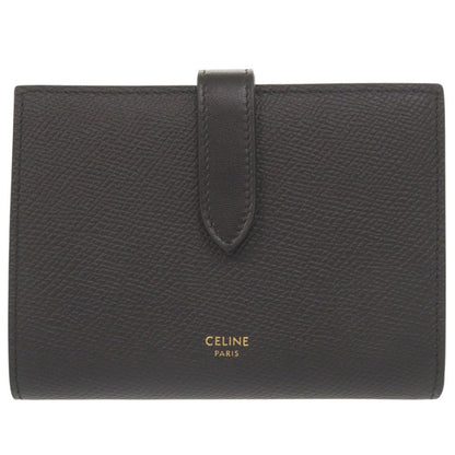 Celine Strap Wallet Leather Black Bifold