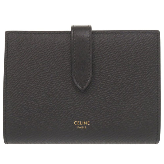 Celine Strap Wallet Leather Black Bifold