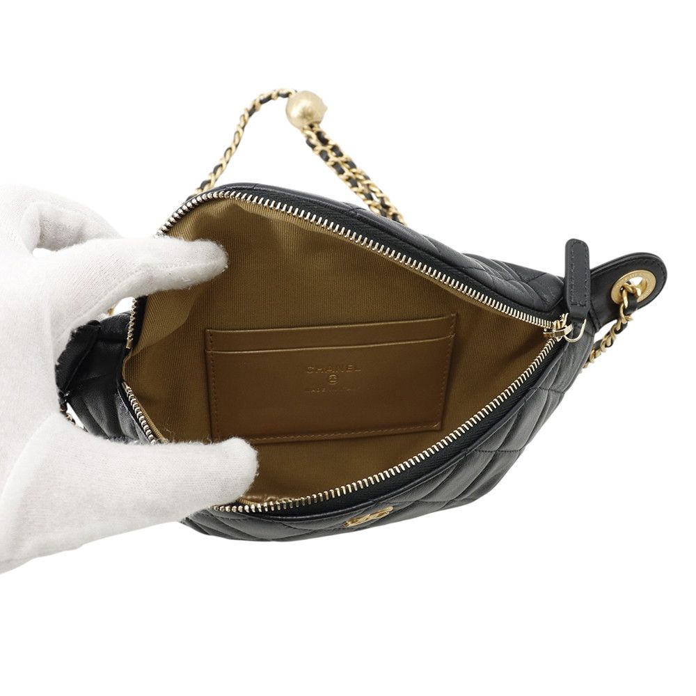 Chanel Belt Bag Quilted CC Logo Lambskin Coco Ball Black — view 5