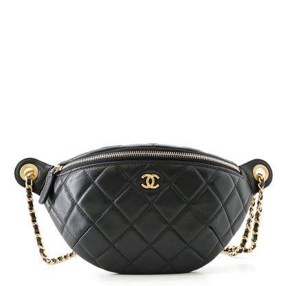 Chanel Belt Bag Quilted CC Logo Lambskin Coco Ball Black