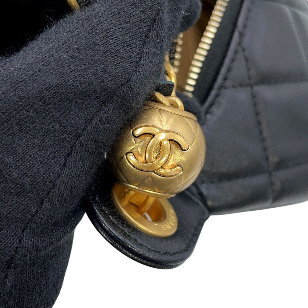 Chanel Belt Bag Quilted CC Logo Lambskin Coco Ball Black — view 8