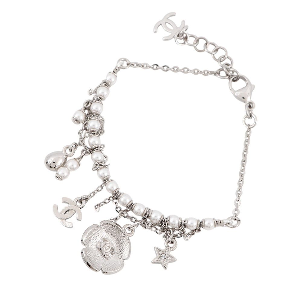 Chanel Bracelet CC Logo Charm Rhinestone Faux Pearl — view 3