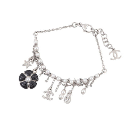 Chanel Bracelet CC Logo Charm Rhinestone Faux Pearl