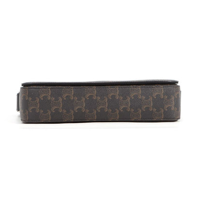 Celine Shoulder Bag Triomphe Flap Messenger Leather Black — view 3