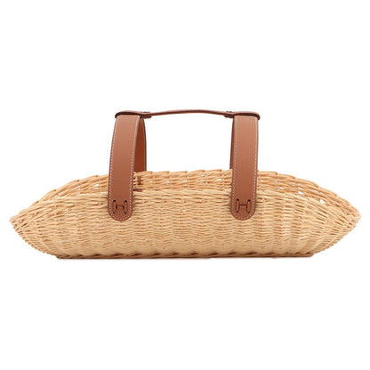Hermes Basket Picnic Natural Brown Willow Leather