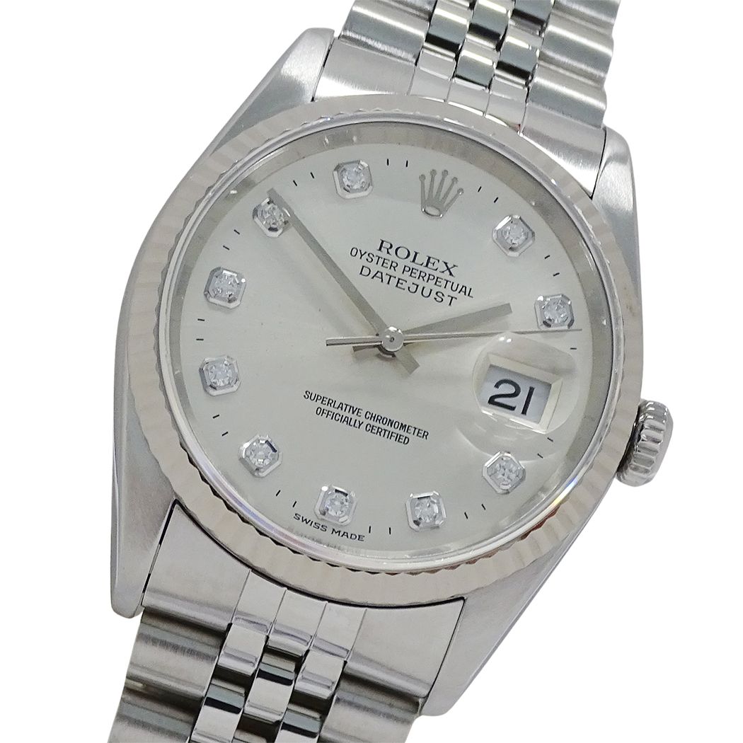 Rolex Datejust Watch Diamond Automatic At Stainless Steel White Gold WG