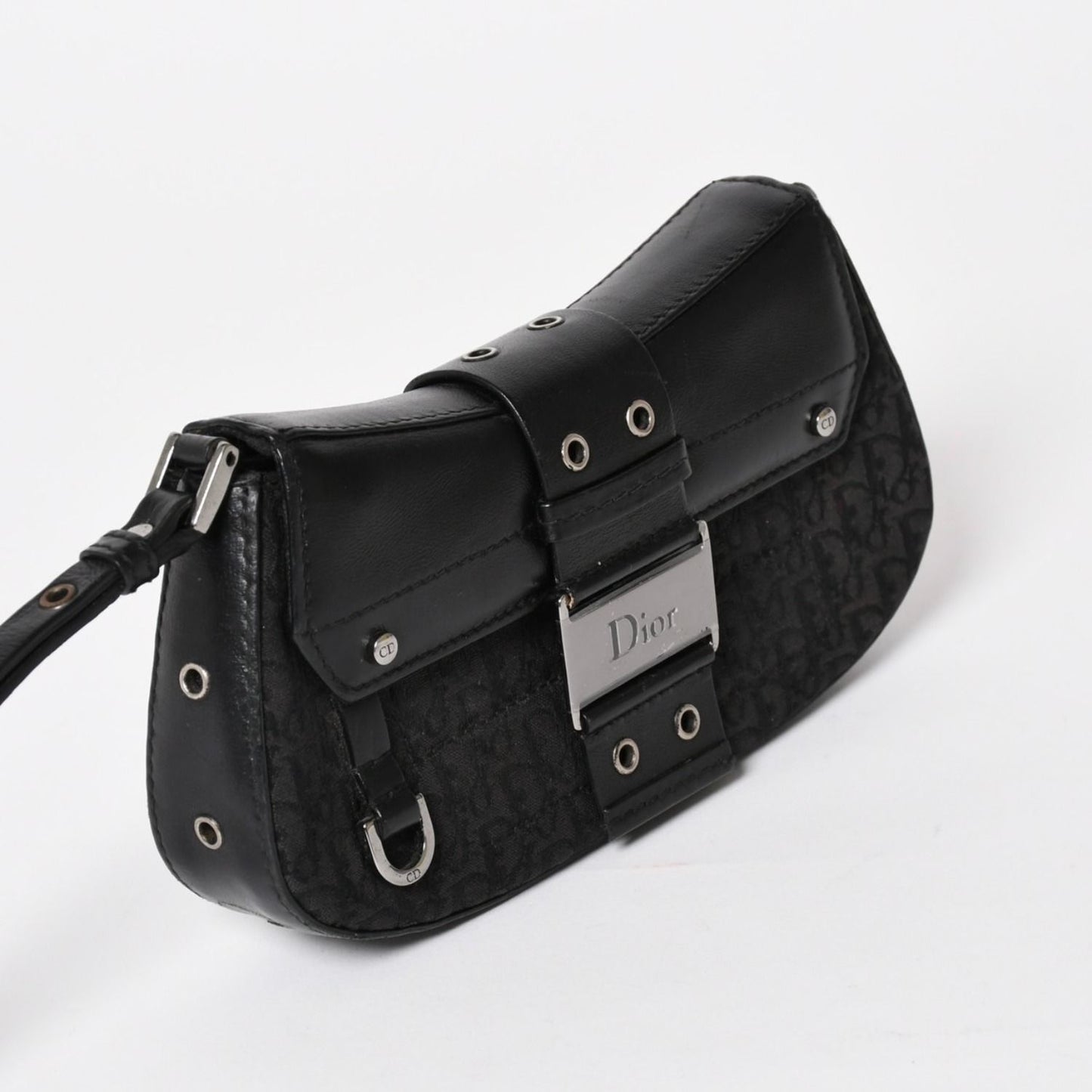 Dior Street Chic Trotter Handbag Black Cotton Canvas Silver — view 3