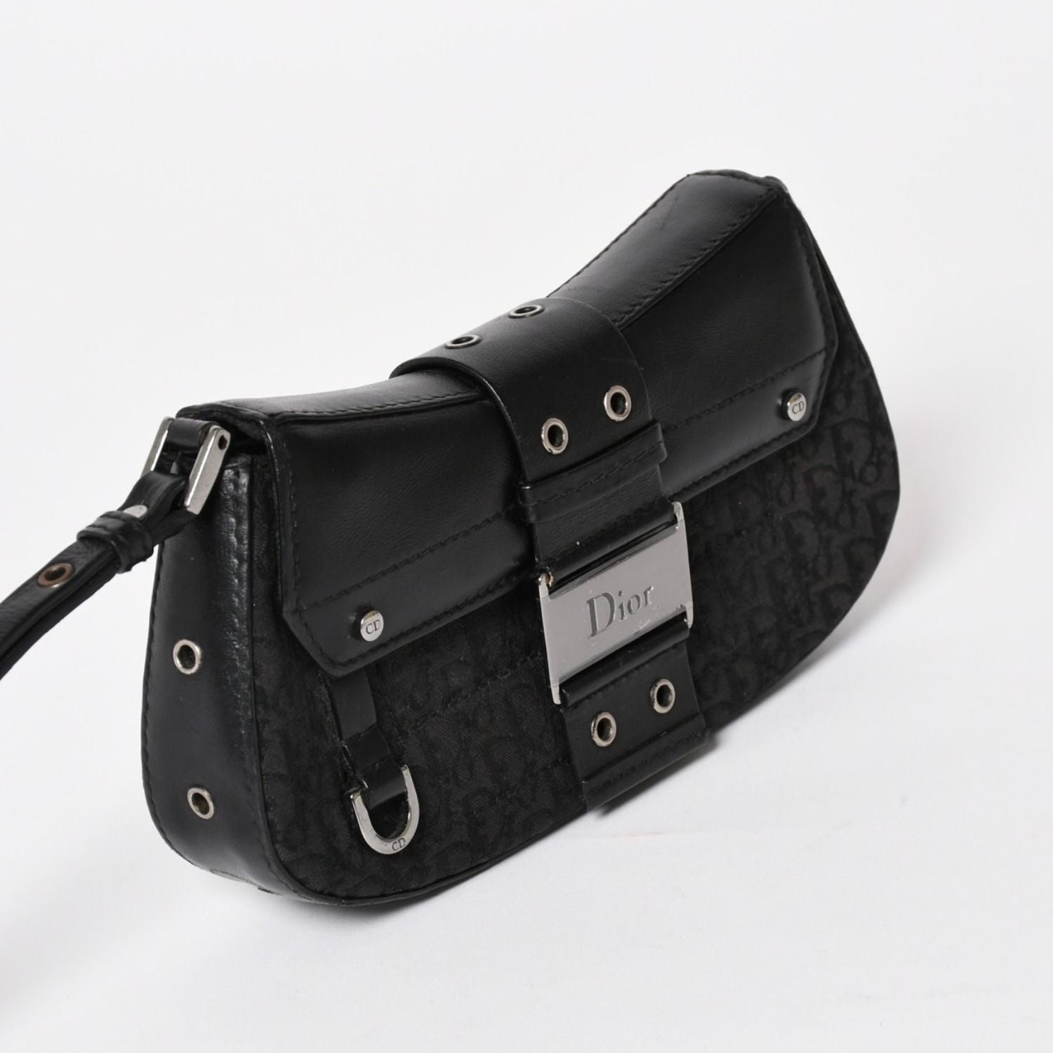 Dior Street Chic Trotter Handbag Black Cotton Canvas Silver — view 3