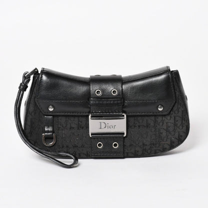 Dior Street Chic Trotter Handbag Black Cotton Canvas Silver