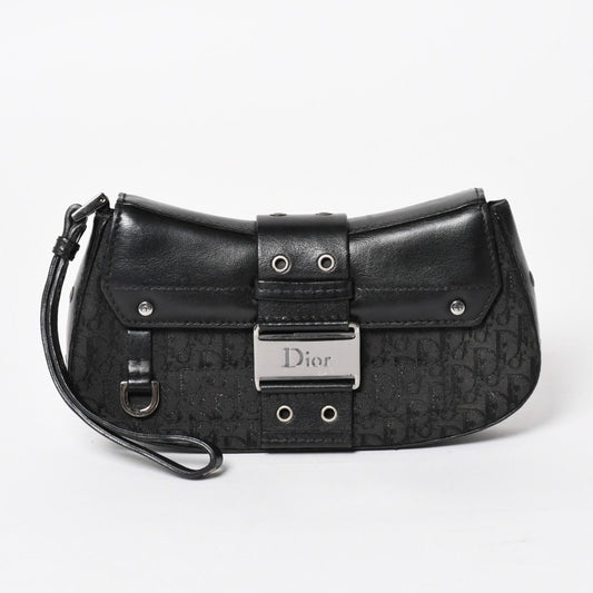 Dior Street Chic Trotter Handbag Black Cotton Canvas Silver