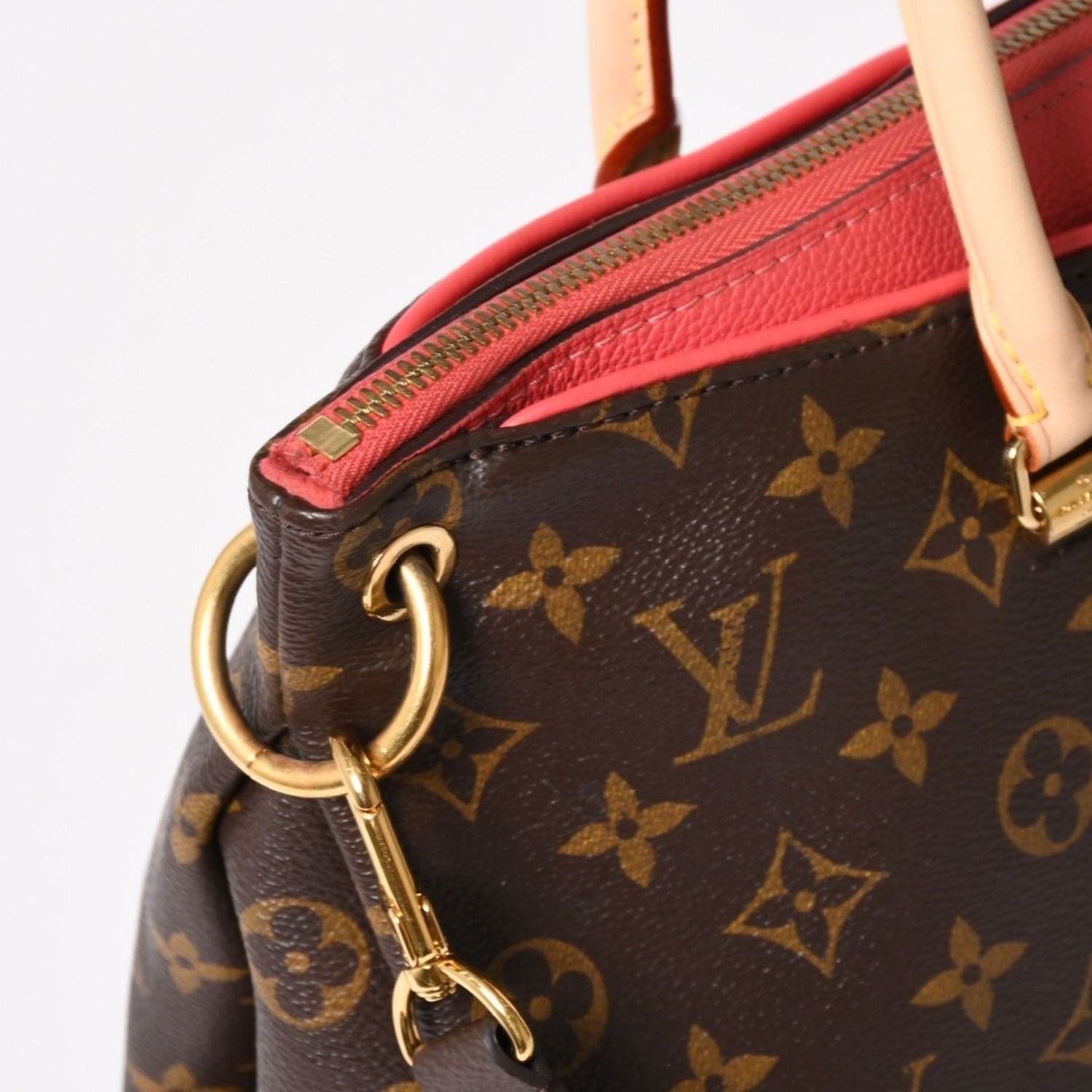 Louis Vuitton Pallas Monogram Canvas Vachetta Leather Shoulder Bag Brown Pink — view 4