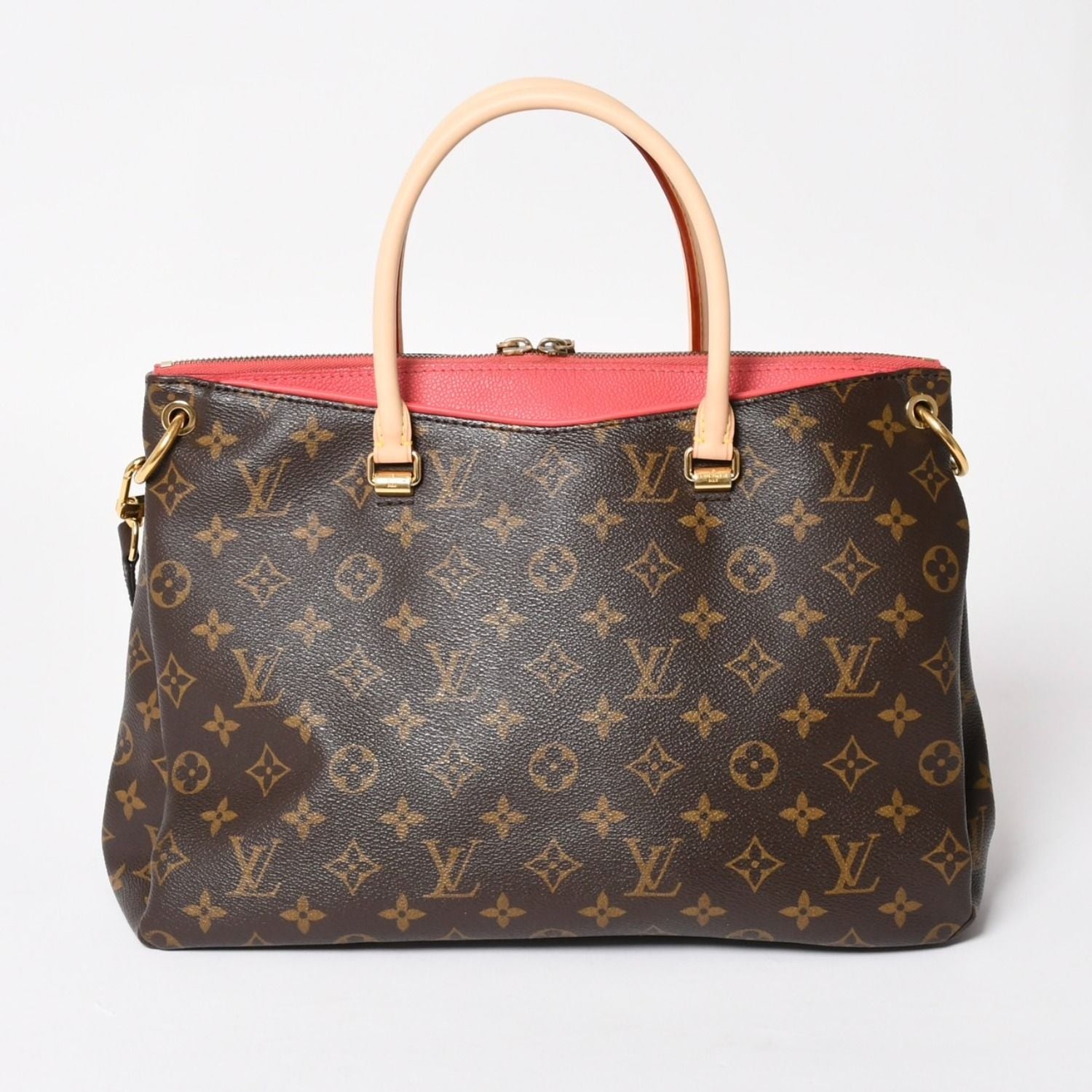 Louis Vuitton Pallas Monogram Canvas Vachetta Leather Shoulder Bag Brown Pink — view 2