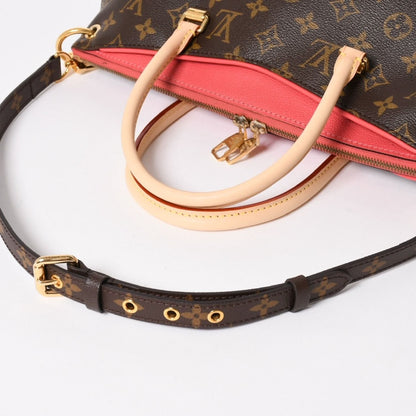 Louis Vuitton Pallas Monogram Canvas Vachetta Leather Shoulder Bag Brown Pink — view 8