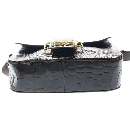 Celine Croco Gold Vintage Shoulder Bag Brown — view 4