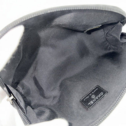 Chanel Pouch Camellia CC Logo Case Leather Black Silver — view 4