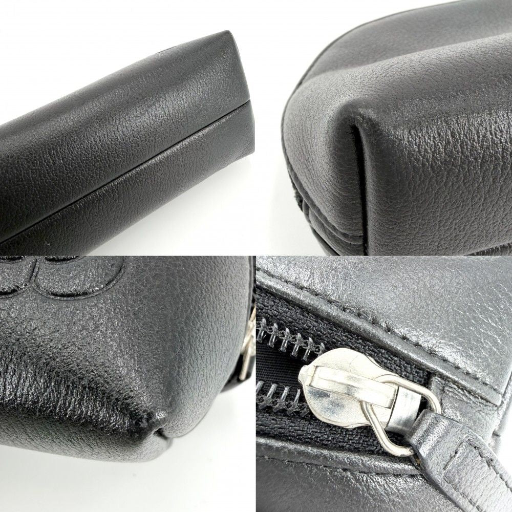 Chanel Pouch Camellia CC Logo Case Leather Black Silver — view 7