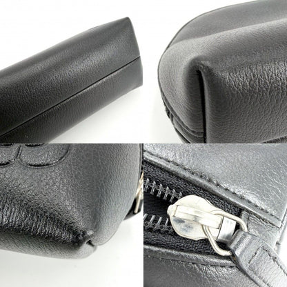 Chanel Pouch Camellia CC Logo Case Leather Black Silver — view 7