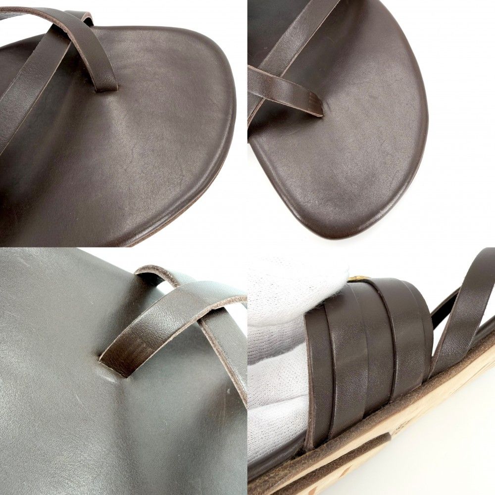 Hermes Sandals Flat Shoes Leather Brown Gold Spring Summer 41.5 — view 6