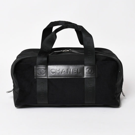 Chanel Sports Line Handbag CC Logo Wool Nylon Navy Black