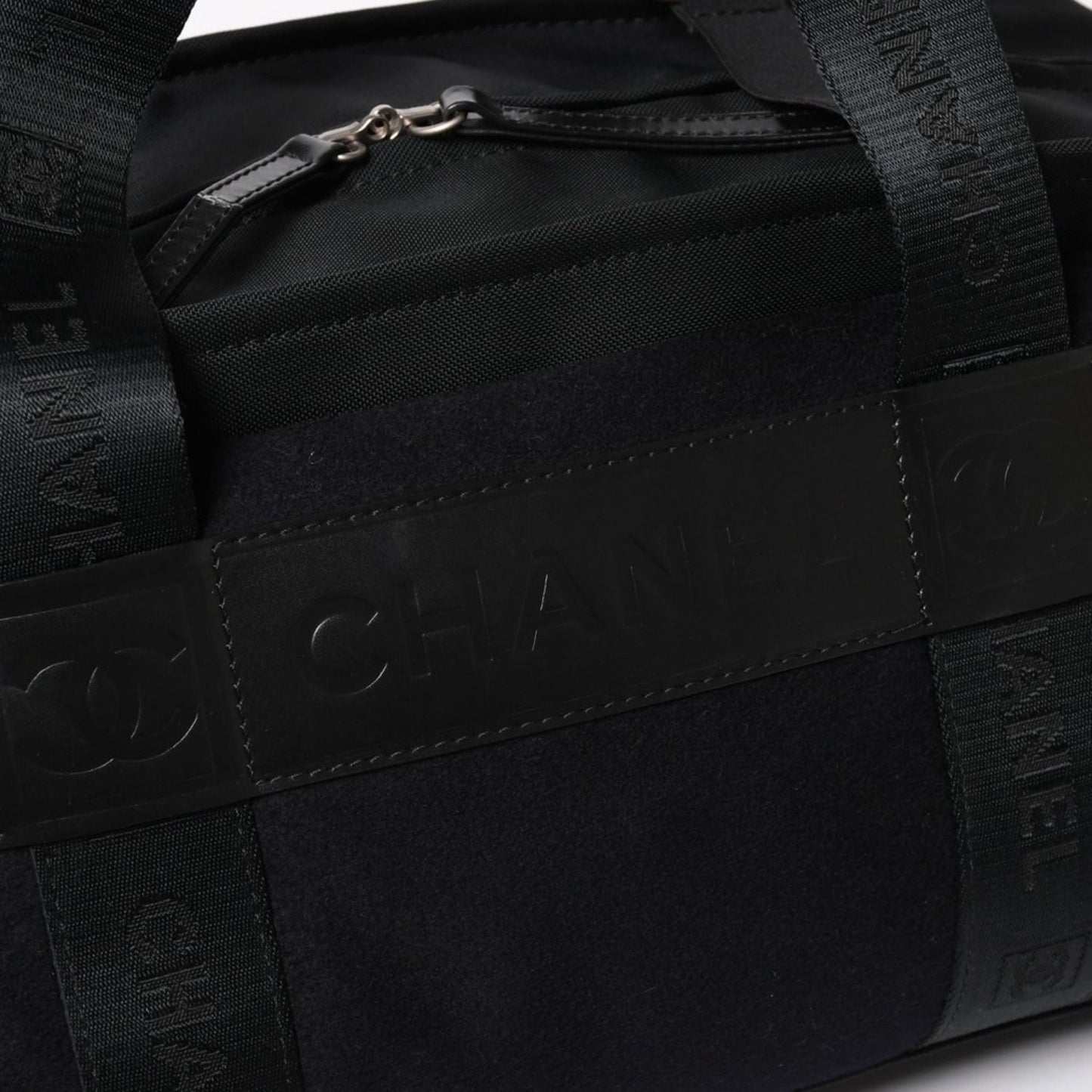 Chanel Sports Line Handbag CC Logo Wool Nylon Navy Black — view 7