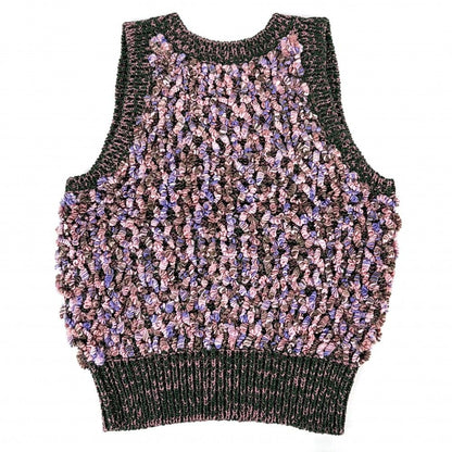 Chanel Set Vest Top Jacket Skirt 34 36 Knit Pink Green Cotton Silk — view 5