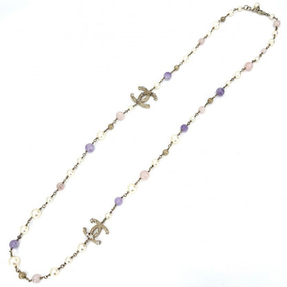 Chanel Necklace Star CC Logo Long Faux Pearl Rhinestone Gold Multicolor — view 4