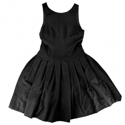 Chanel Dress Sleeveless Flare 38 Black Wool Silk Rayon Spring Summer Fall