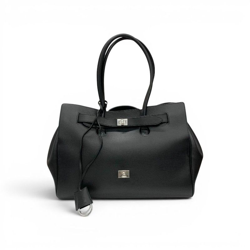 Balenciaga Bel Air Tote Black Silver Carry All Handbag