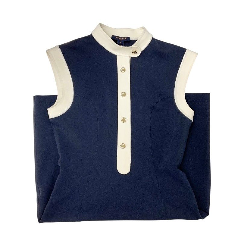 Louis Vuitton Dress Navy White Technical Jersey Sera — view 4