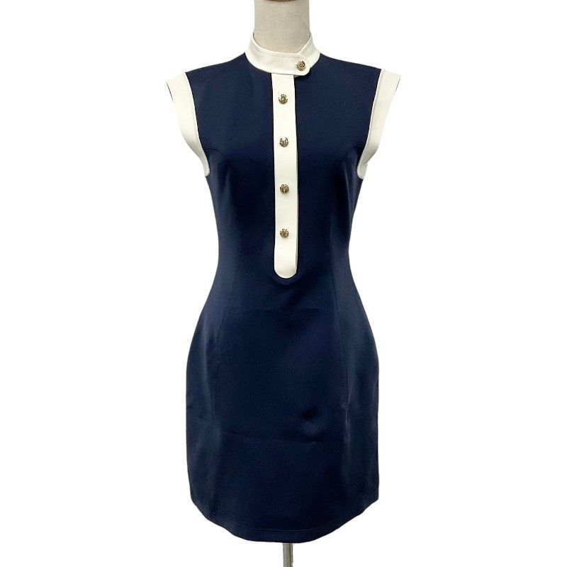 Louis Vuitton Dress Navy White Technical Jersey Sera